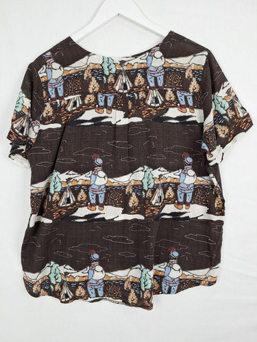 Olga De Polga Chocolate Illustrated Hiker Top Size M by SwapUp-Online Second Hand Store-Online Thrift Store