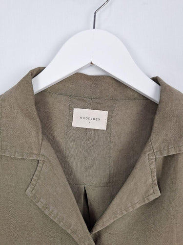 Nude Lucy Oversized Khaki Boxy Linen Shirt Size S by SwapUp-Online Second Hand Store-Online Thrift Store