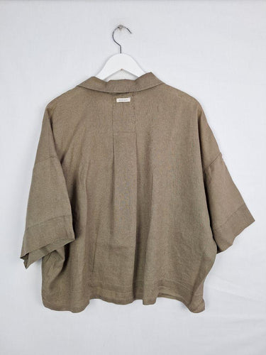 Nude Lucy Oversized Khaki Boxy Linen Shirt Size S by SwapUp-Online Second Hand Store-Online Thrift Store