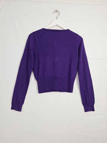 anna thomas Violet Wool Blend  Cropped Cardigan Size M by SwapUp-Online Second Hand Store-Online Thrift Store