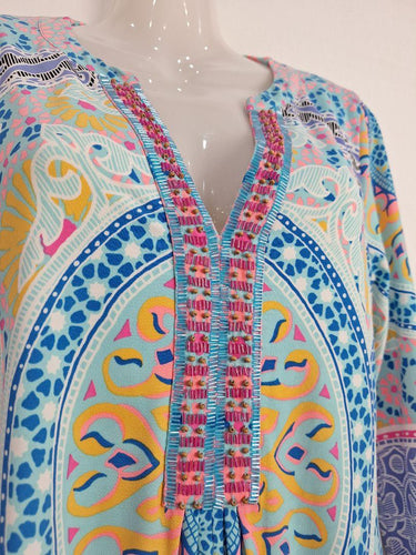 Hale Bob Pastel Beaded Resort Mini Dress Size M by SwapUp-Online Second Hand Store-Online Thrift Store