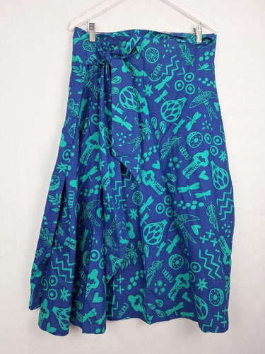 Keshet Vibrant Parade Blue Wrapped Midi Skirt Size XL by SwapUp-Online Second Hand Store-Online Thrift Store
