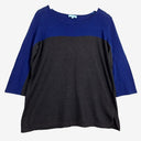 Blue Illusion Linen Blend Midi Sleeve Top Size L by SwapUp-Online Second Hand Store-Online Thrift Store