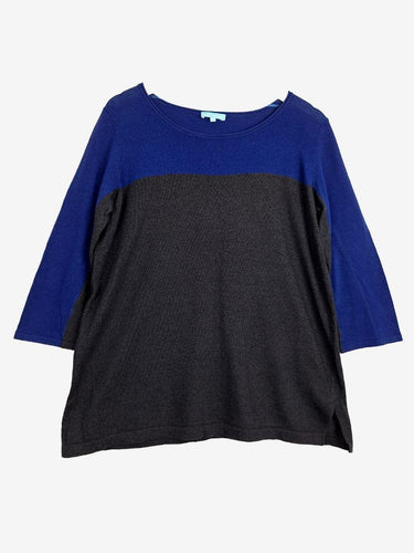 Blue Illusion Linen Blend Midi Sleeve Top Size L by SwapUp-Online Second Hand Store-Online Thrift Store