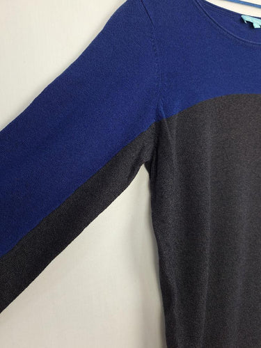 Blue Illusion Linen Blend Midi Sleeve Top Size L by SwapUp-Online Second Hand Store-Online Thrift Store