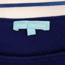 Blue Illusion Linen Blend Midi Sleeve Top Size L by SwapUp-Online Second Hand Store-Online Thrift Store