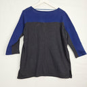 Blue Illusion Linen Blend Midi Sleeve Top Size L by SwapUp-Online Second Hand Store-Online Thrift Store