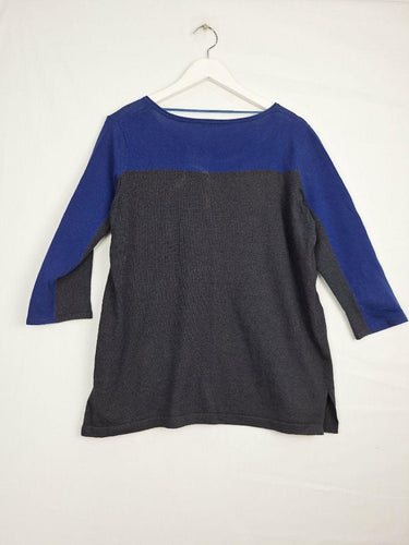 Blue Illusion Linen Blend Midi Sleeve Top Size L by SwapUp-Online Second Hand Store-Online Thrift Store
