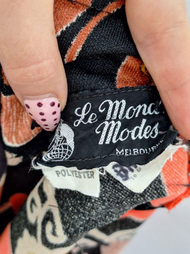Le Monde Modes Vintage Groovy Flower Pattern Midi Dress Size 16 by SwapUp-Online Second Hand Store-Online Thrift Store