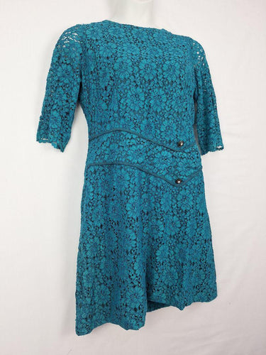 Artline Fractional Elegant Lace Teal Midi Dress Size M by SwapUp-Online Second Hand Store-Online Thrift Store
