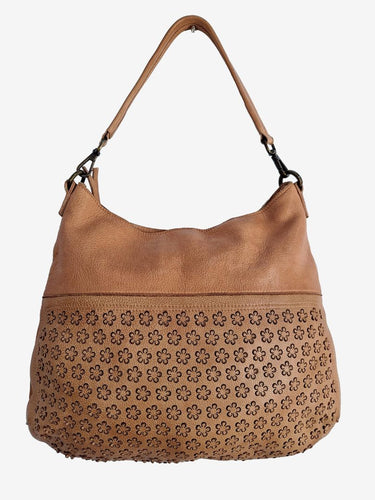In Leather Dainty Tan Flower Bag by SwapUp-Online Second Hand Store-Online Thrift Store