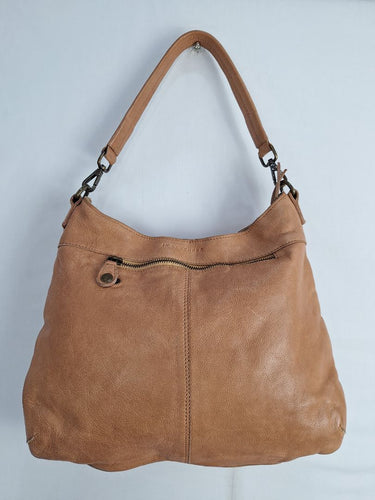 In Leather Dainty Tan Flower Bag by SwapUp-Online Second Hand Store-Online Thrift Store