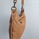 In Leather Dainty Tan Flower Bag by SwapUp-Online Second Hand Store-Online Thrift Store
