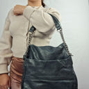 Nat and Nil Teal With Silver Hardware Slouch Bag Size by SwapUp-Online Second Hand Store-Online Thrift Store