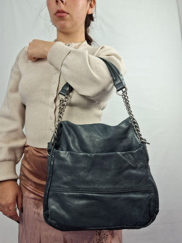 Nat and Nil Teal With Silver Hardware Slouch Bag Size by SwapUp-Online Second Hand Store-Online Thrift Store