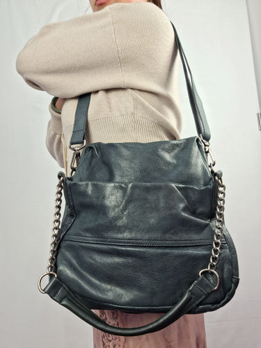 Nat and Nil Teal With Silver Hardware Slouch Bag Size by SwapUp-Online Second Hand Store-Online Thrift Store