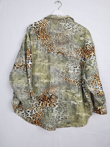 One Teaspoon Distressed Animal Print Oversized Shacket Jacket Size XL by SwapUp-Online Second Hand Store-Online Thrift Store