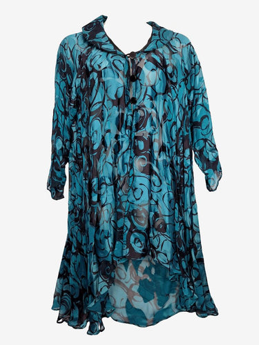 Smooth Semi Sheer Silk Flowing Jacket Size XXL by SwapUp-Online Second Hand Store-Online Thrift Store