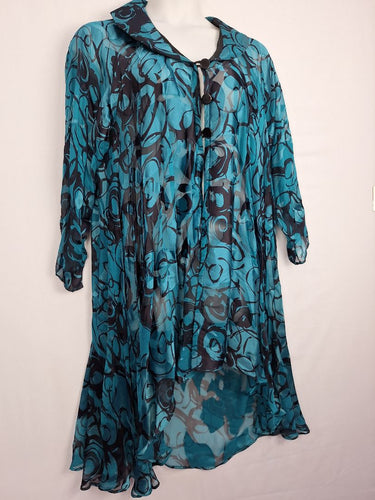 Smooth Semi Sheer Silk Flowing Jacket Size XXL by SwapUp-Online Second Hand Store-Online Thrift Store