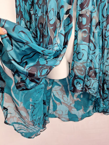 Smooth Semi Sheer Silk Flowing Jacket Size XXL by SwapUp-Online Second Hand Store-Online Thrift Store
