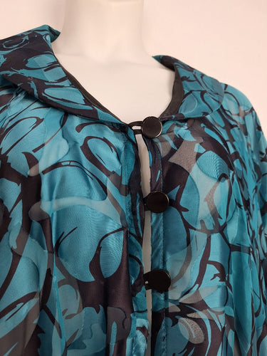 Smooth Semi Sheer Silk Flowing Jacket Size XXL by SwapUp-Online Second Hand Store-Online Thrift Store