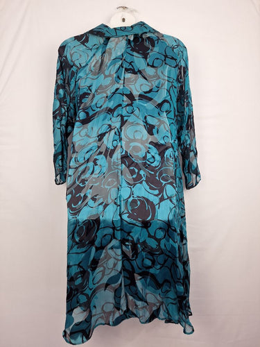 Smooth Semi Sheer Silk Flowing Jacket Size XXL by SwapUp-Online Second Hand Store-Online Thrift Store