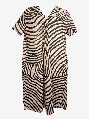 Assorted Brands Latte Striped Gathered Midi Dress Size XL by SwapUp-Online Second Hand Store-Online Thrift Store