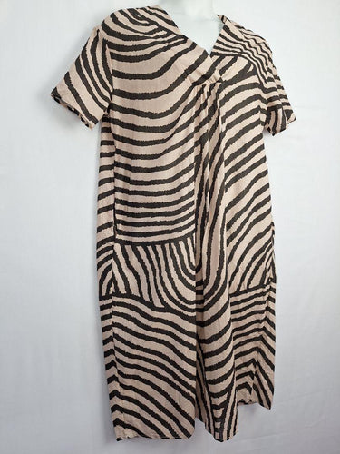 Assorted Brands Latte Striped Gathered Midi Dress Size XL by SwapUp-Online Second Hand Store-Online Thrift Store
