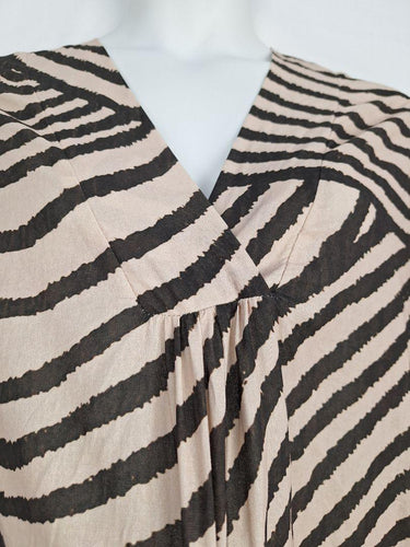 Assorted Brands Latte Striped Gathered Midi Dress Size XL by SwapUp-Online Second Hand Store-Online Thrift Store