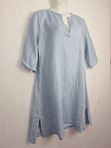 Nomad Baby Blue French Linen Tunic Midi Dress Size XXL by SwapUp-Online Second Hand Store-Online Thrift Store