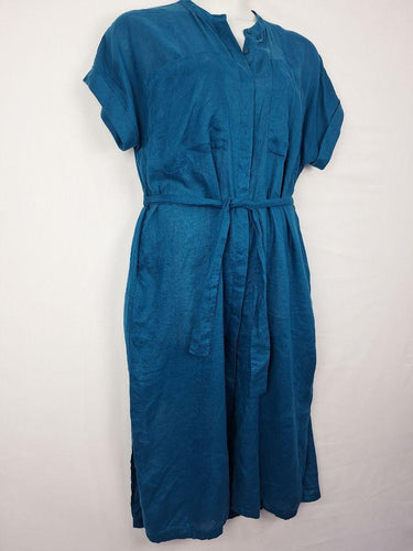 Elk Cobalt Blue French Linen Buttoned Dress Size 10 by SwapUp-Online Second Hand Store-Online Thrift Store