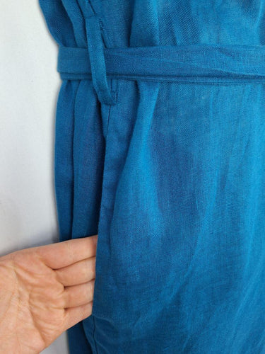 Elk Cobalt Blue French Linen Buttoned Dress Size 10 by SwapUp-Online Second Hand Store-Online Thrift Store