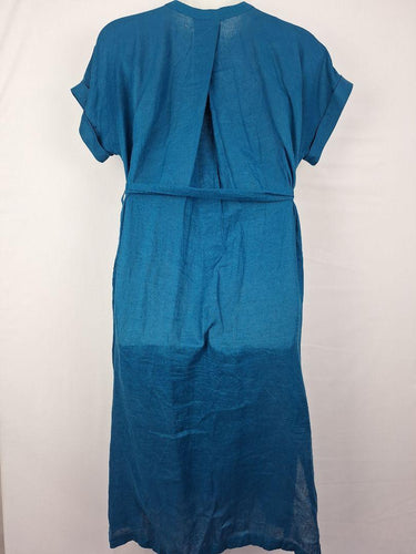 Elk Cobalt Blue French Linen Buttoned Dress Size 10 by SwapUp-Online Second Hand Store-Online Thrift Store