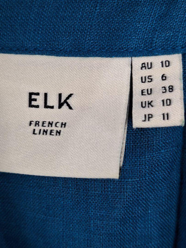 Elk Cobalt Blue French Linen Buttoned Dress Size 10 by SwapUp-Online Second Hand Store-Online Thrift Store