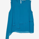 Carla Zampatti Teal Asymmetrical Layered Sleeveless Top Size 12 by SwapUp-Online Second Hand Store-Online Thrift Store