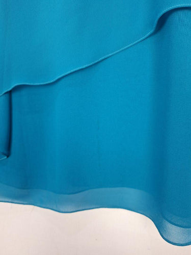 Carla Zampatti Teal Asymmetrical Layered Sleeveless Top Size 12 by SwapUp-Online Second Hand Store-Online Thrift Store