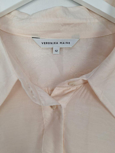 Veronika Maine Sheer Puff Sleeve Blouse Size 12 by SwapUp-Online Second Hand Store-Online Thrift Store