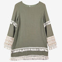 Indikah Khaki Trimmed A-Line Mini Dress Size 12 by SwapUp-Online Second Hand Store-Online Thrift Store
