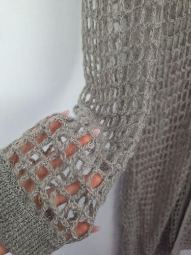 Trelise Cooper Taupe Mesh Knitted Longline Cardigan Size M by SwapUp-Online Second Hand Store-Online Thrift Store