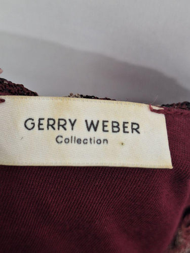 Gerry Weber Burgundy Embroidered Fitted Midi Dress Size M by SwapUp-Online Second Hand Store-Online Thrift Store