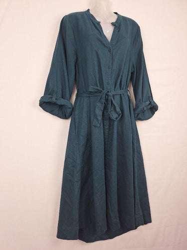 Elk Effortless Peacock Linen Shirt Midi Dress Size 8 by SwapUp-Online Second Hand Store-Online Thrift Store