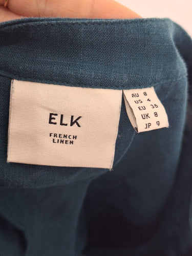 Elk Effortless Peacock Linen Shirt Midi Dress Size 8 by SwapUp-Online Second Hand Store-Online Thrift Store