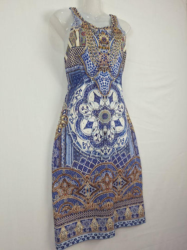 Camilla Cobalt Embellished Scuba Midi Dress Size 12 by SwapUp-Online Second Hand Store-Online Thrift Store