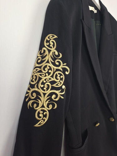 Lisa Ho Gold Embroidered Boxy Blazer Size 12 by SwapUp-Online Second Hand Store-Online Thrift Store