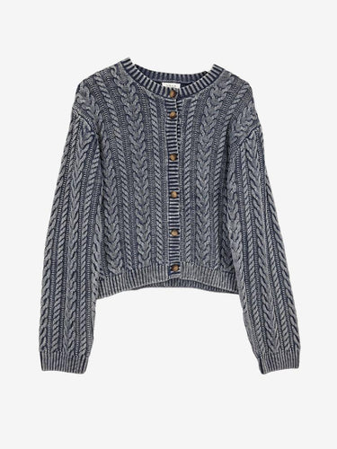 Grab Denim Washed Look Cable Knit Cardigan Size 14 by SwapUp-Online Second Hand Store-Online Thrift Store