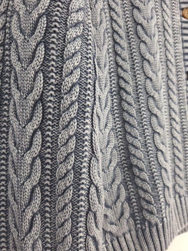 Grab Denim Washed Look Cable Knit Cardigan Size 14 by SwapUp-Online Second Hand Store-Online Thrift Store