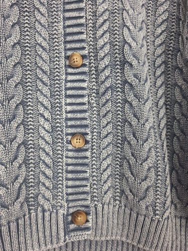 Grab Denim Washed Look Cable Knit Cardigan Size 14 by SwapUp-Online Second Hand Store-Online Thrift Store