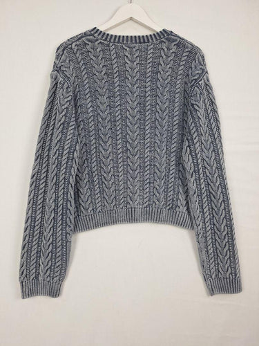 Grab Denim Washed Look Cable Knit Cardigan Size 14 by SwapUp-Online Second Hand Store-Online Thrift Store