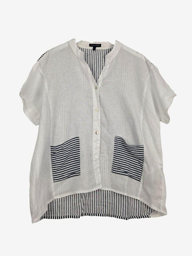 Gordon Smith Timeless Semi Sheer Striped Linen Top Size 12 by SwapUp-Online Second Hand Store-Online Thrift Store