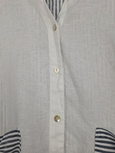 Gordon Smith Timeless Semi Sheer Striped Linen Top Size 12 by SwapUp-Online Second Hand Store-Online Thrift Store